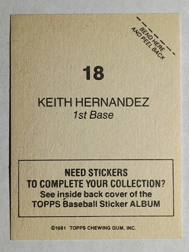 1981 Topps Stickers #18 Keith Hernandez