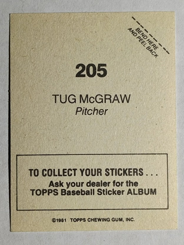 1981 Topps Stickers #205 Tug McGraw