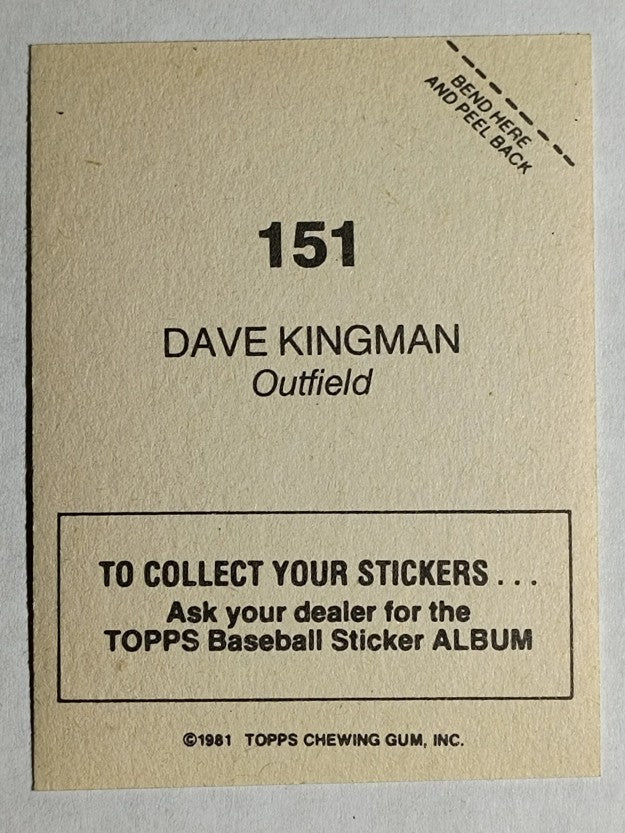 1981 Topps Stickers #151 Dave Kingman