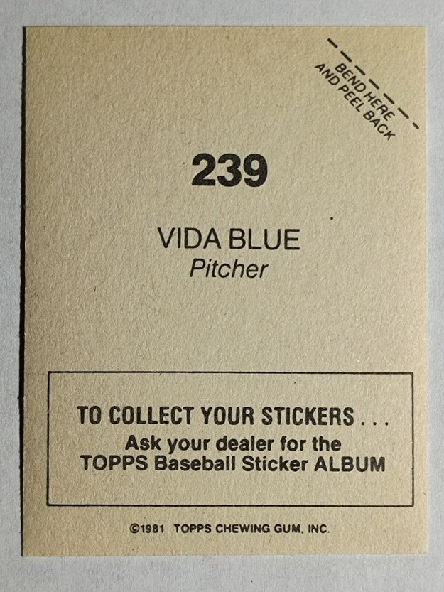1981 Topps Stickers #239 Vida Blue