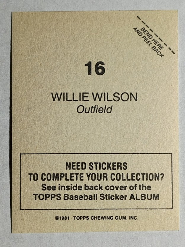 1981 Topps Stickers #16 Willie Wilson