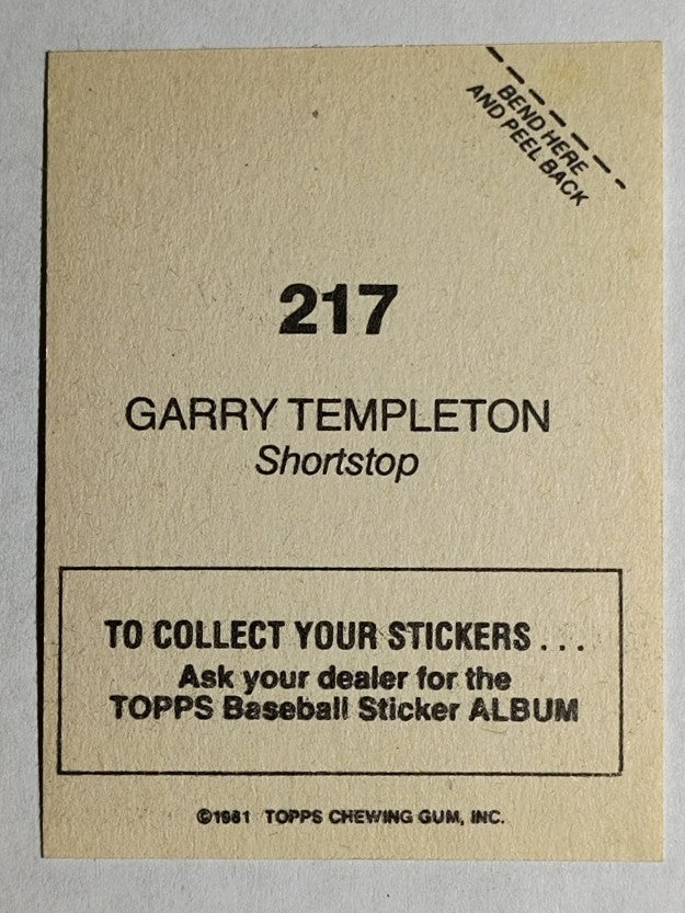 1981 Topps Stickers #217 Garry Templeton