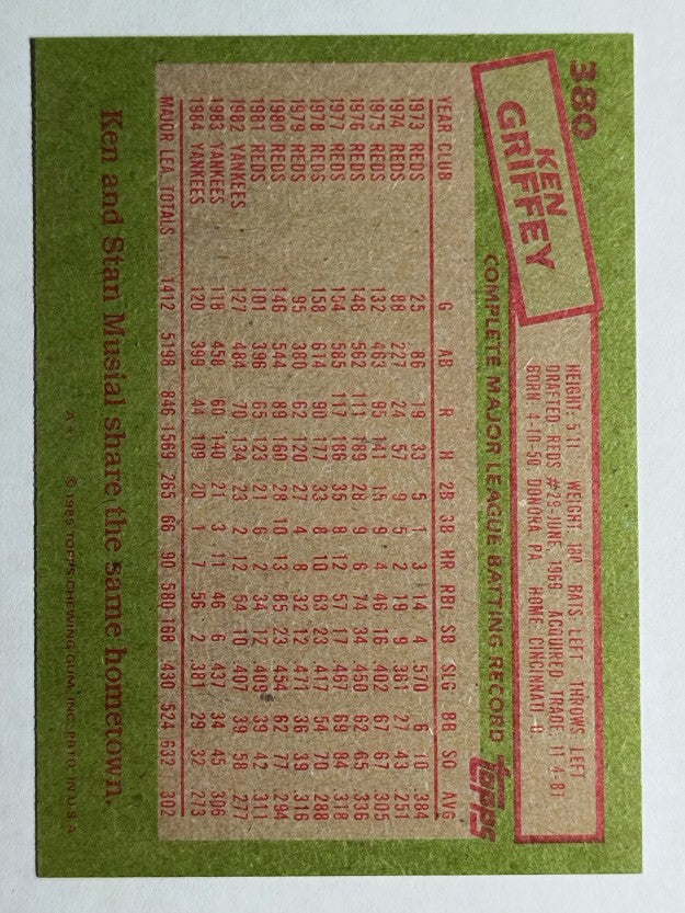 1985 Topps #380 Ken Griffey