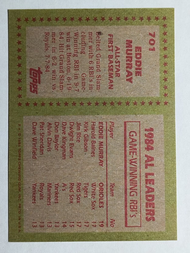 1985 Topps #701 Eddie Murray AS