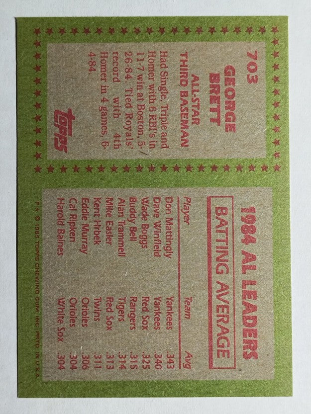 1985 Topps #703 George Brett AS