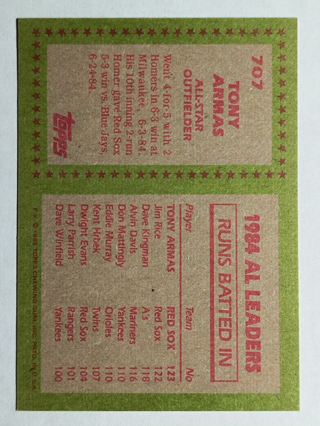 1985 Topps #707 Tony Armas AS