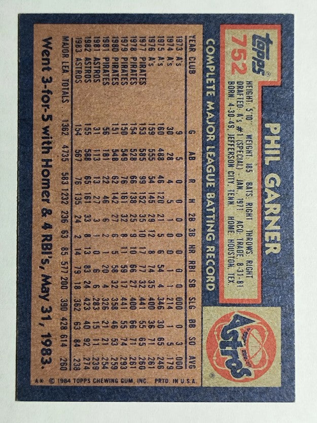 1984 Topps #752 Phil Garner