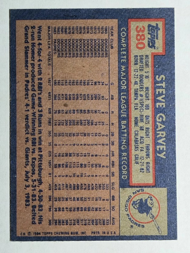 1984 Topps #380 Steve Garvey