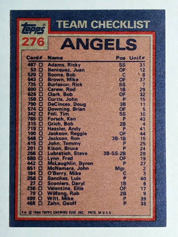 1984 Topps #276 Angels TL/Rod Carew