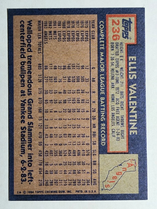 1984 Topps #236 Ellis Valentine