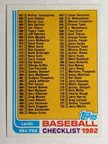 1982 Topps #789 Checklist 661-792