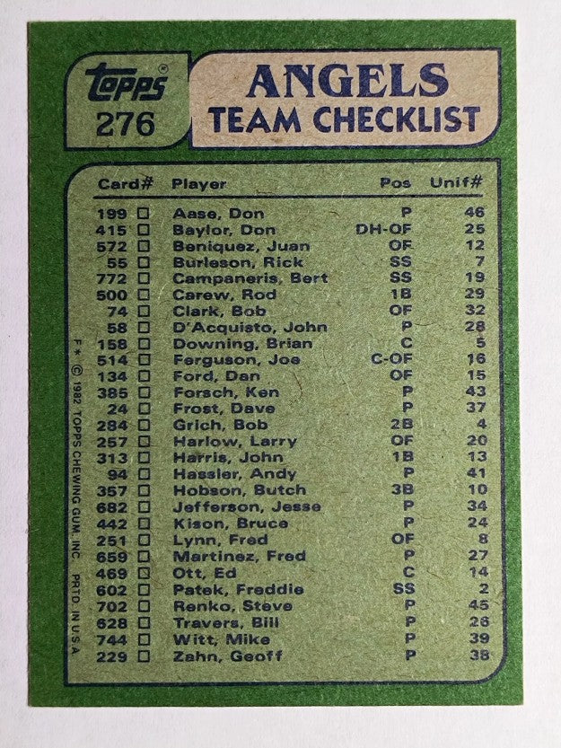 1982 Topps #276 Rod Carew/Ken Forsch TL