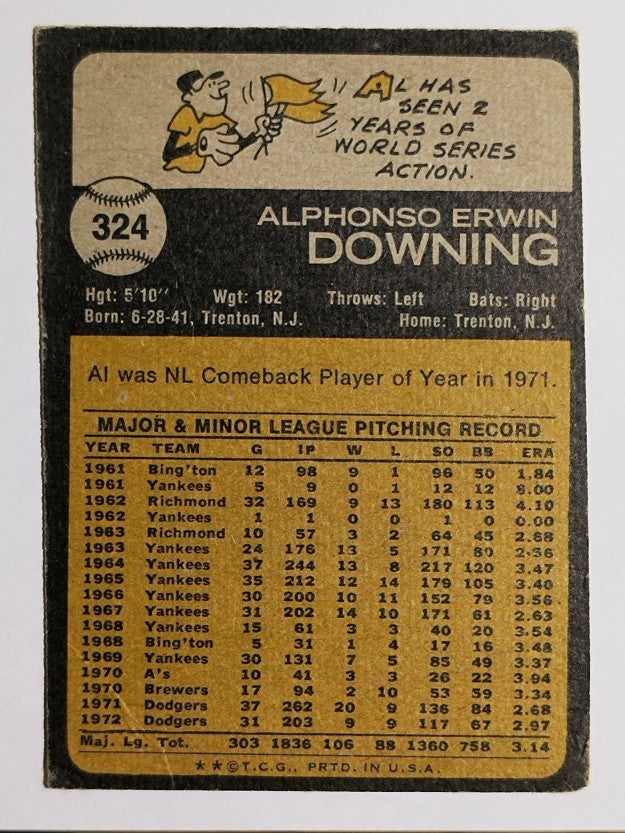 1973 Topps #324 Al Downing (POOR)
