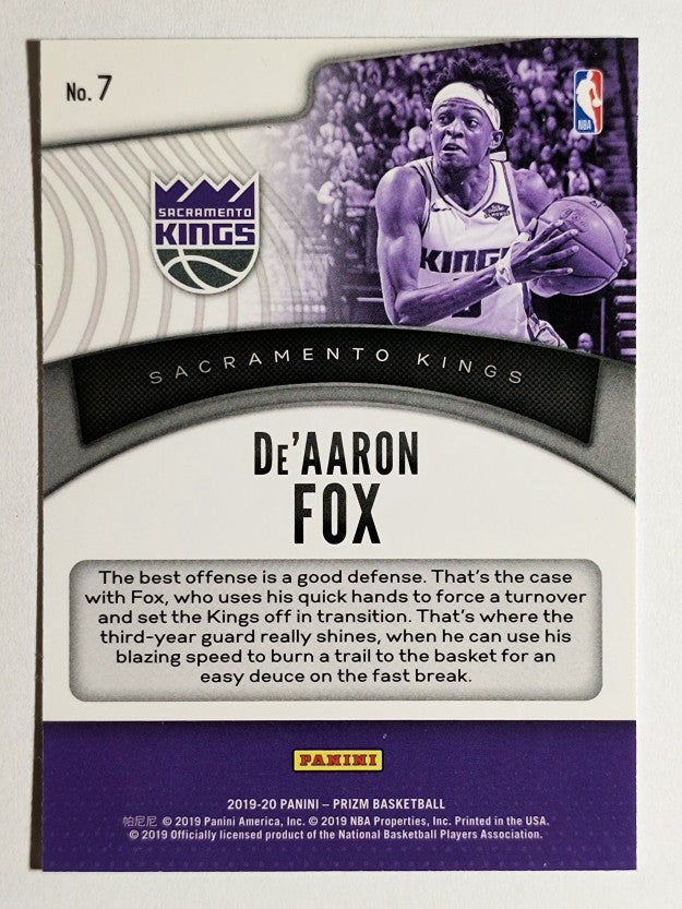 2019-20 Panini Prizm Dominance #7 De'Aaron Fox