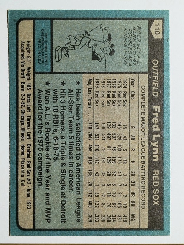 1980 Topps #110 Fred Lynn DP (NM)