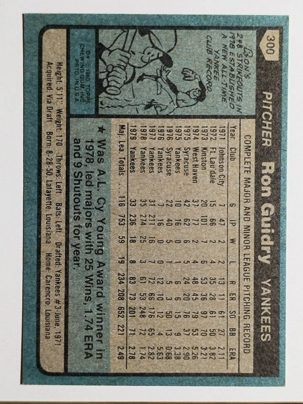 1980 Topps #300 Ron Guidry (NM)
