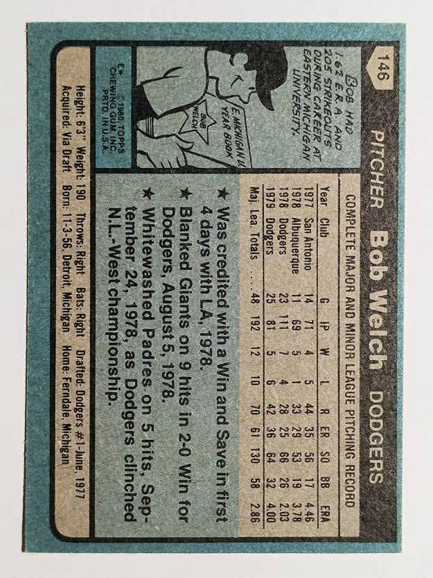 1980 Topps #146 Bob Welch (EXMT)