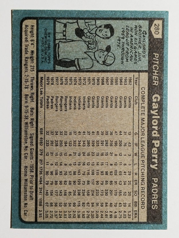 1980 Topps #280 Gaylord Perry (NM)