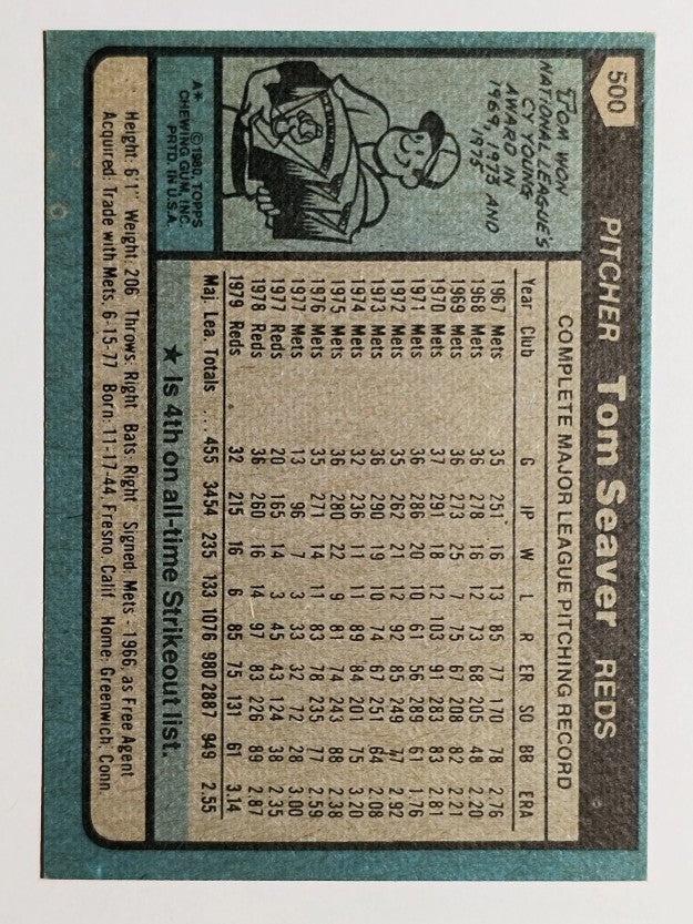 1980 Topps #500 Tom Seaver (NM)
