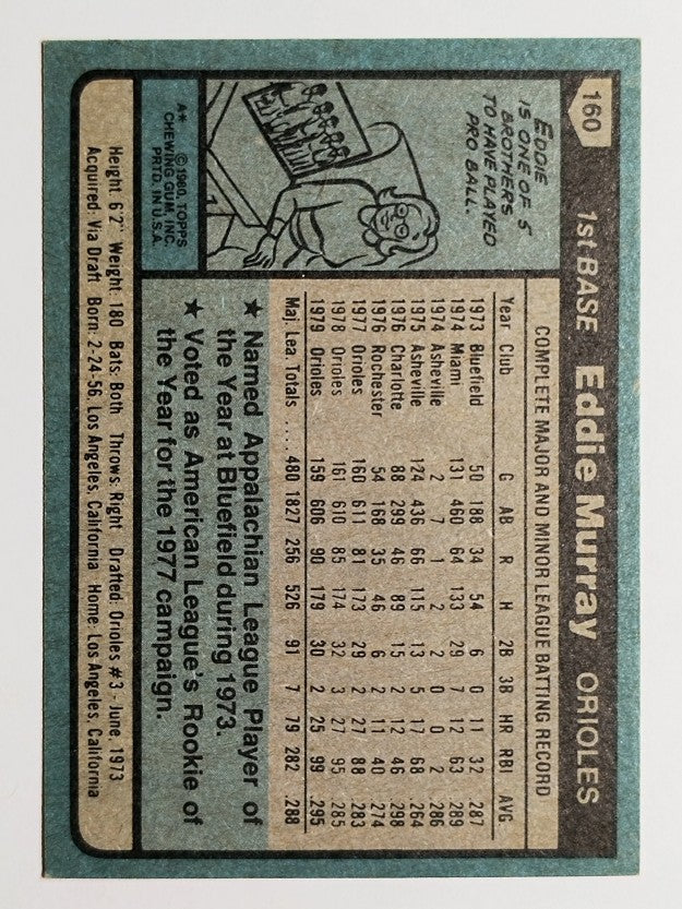 1980 Topps #160 Eddie Murray (EXMT)