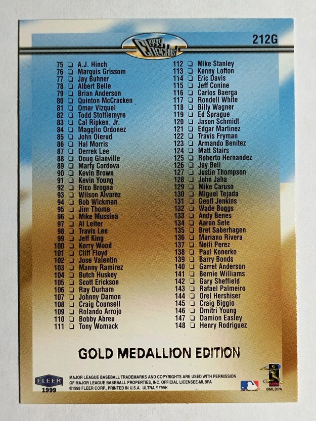 1999 Ultra Gold Medallion #212 Alex Rodriguez CL