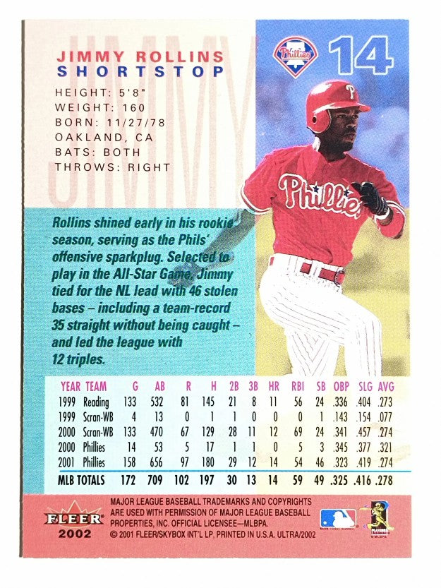 2002 Ultra #14 Jimmy Rollins