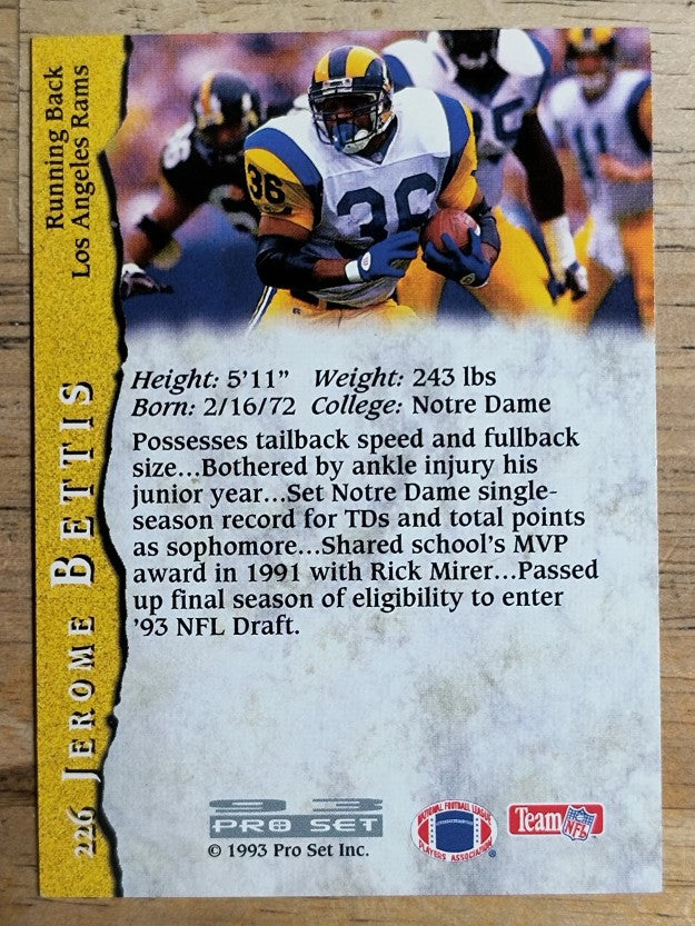 1993 Pro Set #226 Jerome Bettis RC