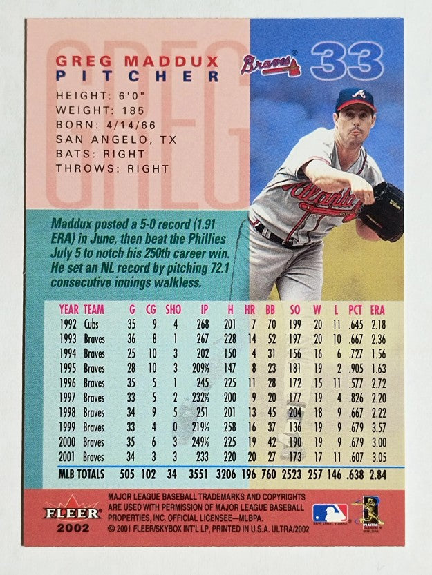 2002 Ultra #33 Greg Maddux