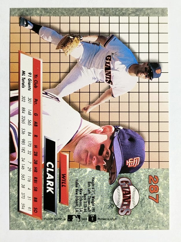 1992 Ultra #287 Will Clark