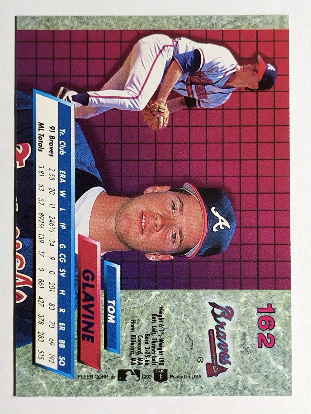 1992 Ultra #162 Tom Glavine
