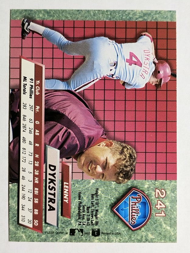 1992 Ultra #241 Len Dykstra