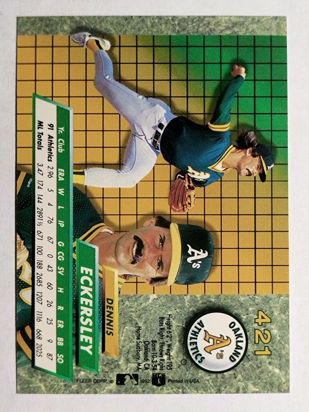 1992 Ultra #421 Dennis Eckersley
