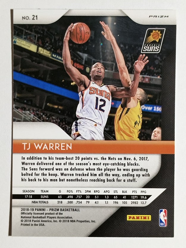 2018-19 Panini Prizm Prizms Red White and Blue #21 TJ Warren