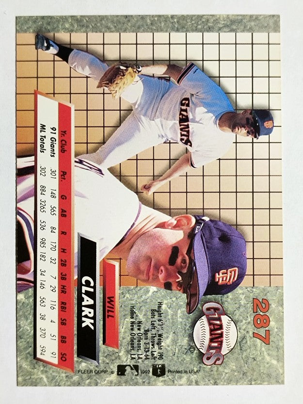 1992 Ultra #287 Will Clark