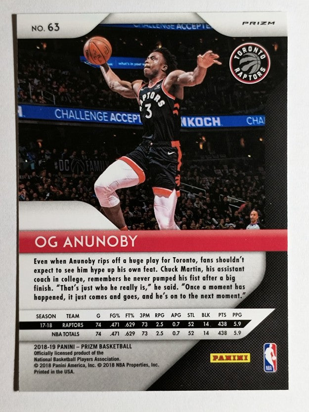 2018-19 Panini Prizm Prizms Red White and Blue #63 OG Anunoby