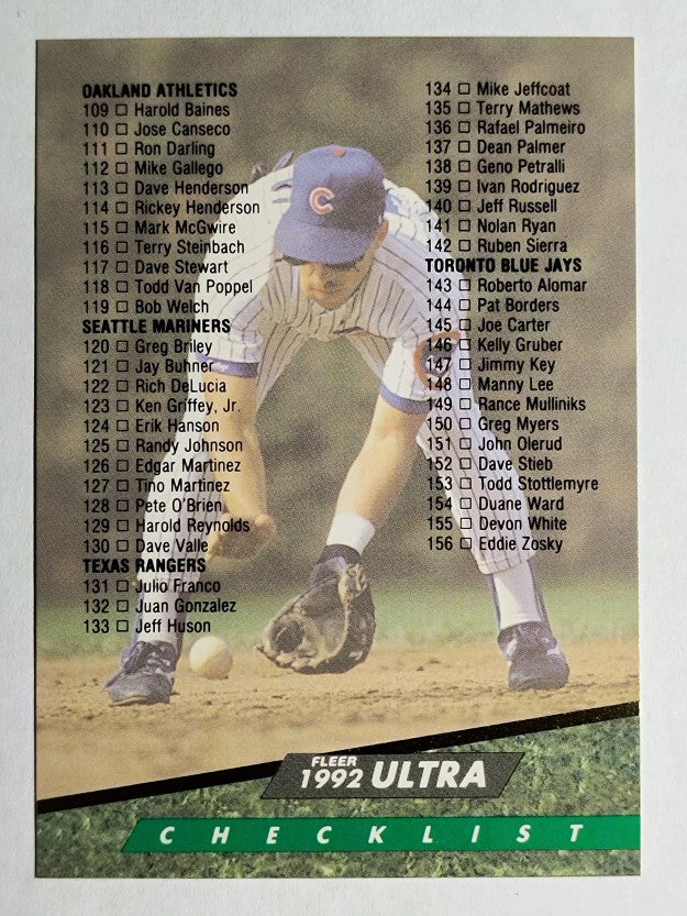1992 Ultra #299 Checklist 101-200