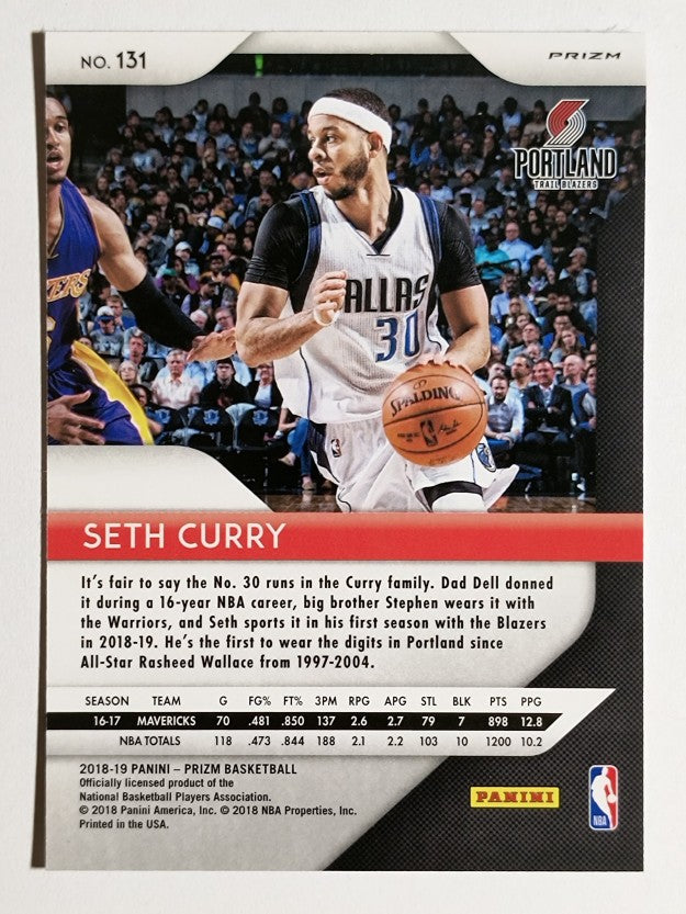 2018-19 Panini Prizm Prizms Red White and Blue #131 Seth Curry