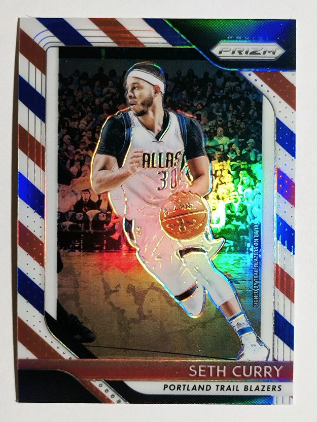 2018-19 Panini Prizm Prizms Red White and Blue #131 Seth Curry