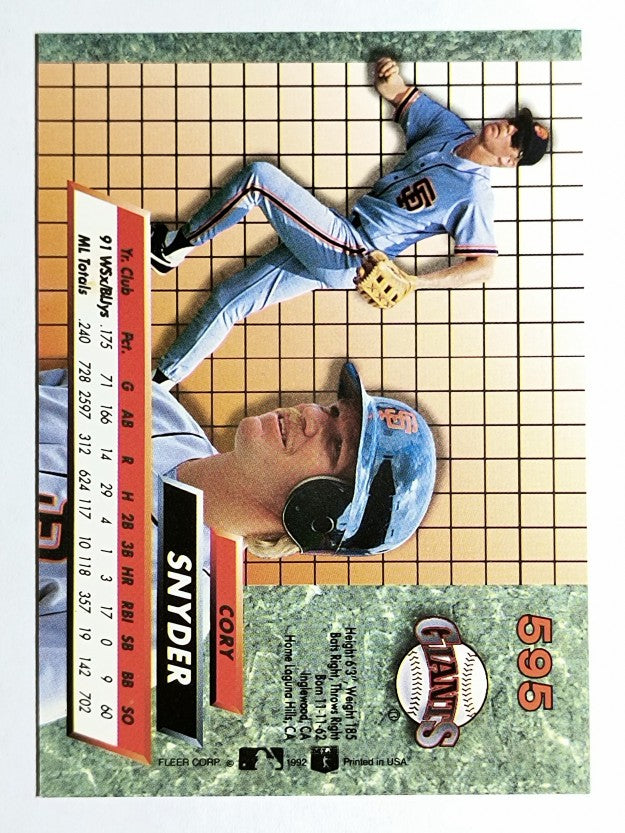 1992 Ultra #595 Cory Snyder
