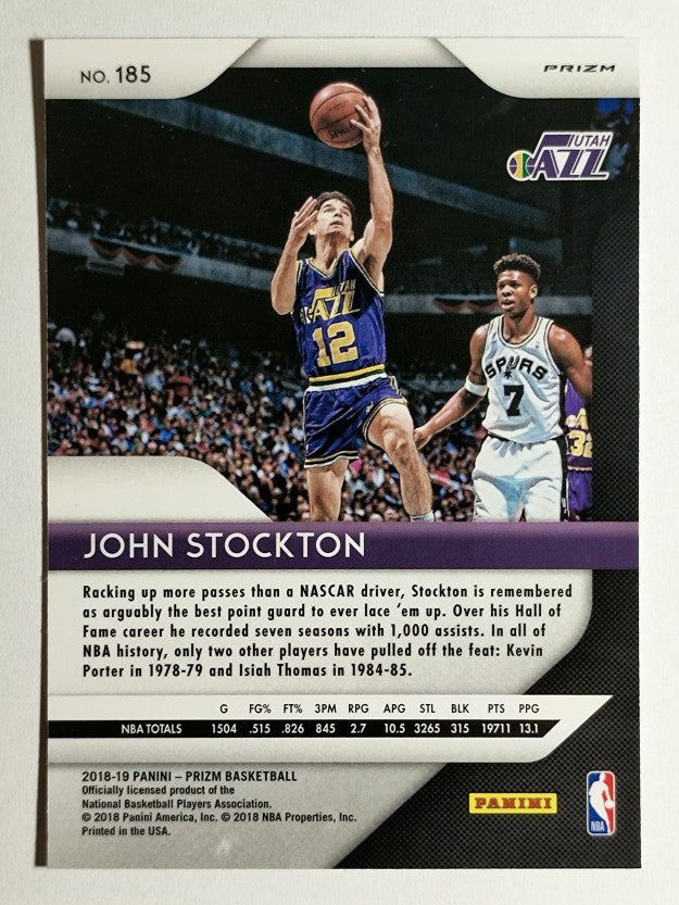 2018-19 Panini Prizm Prizms Red White and Blue #185 John Stockton