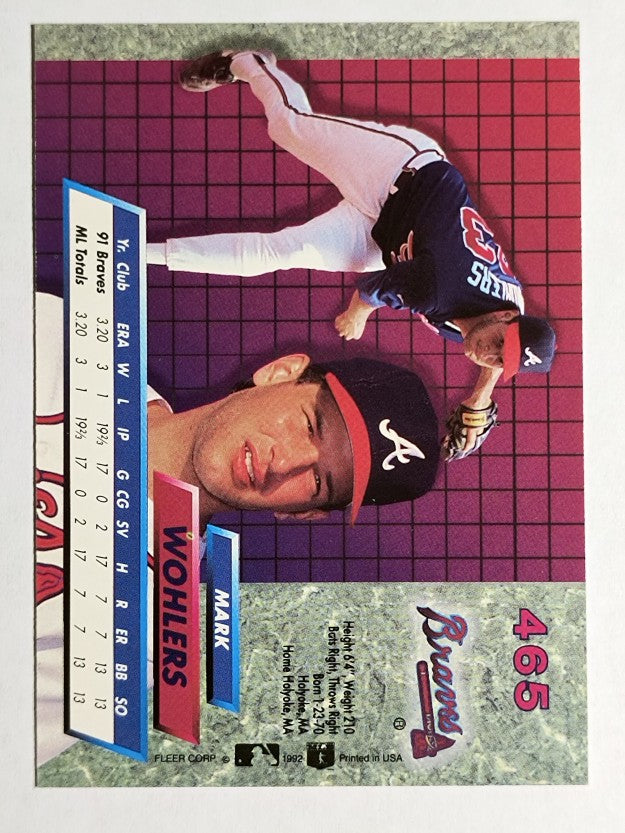 1992 Ultra #465 Mark Wohlers