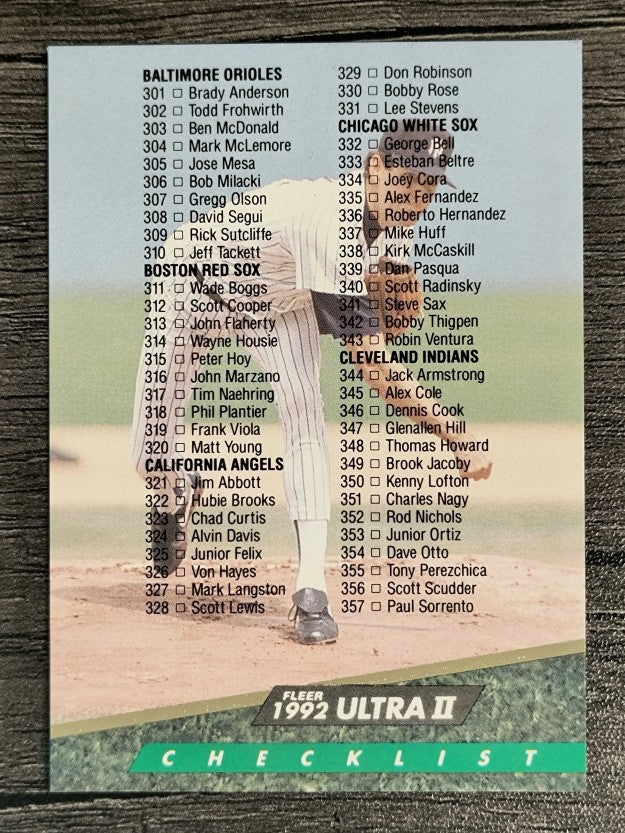 1992 Ultra #598 Checklist 301-400