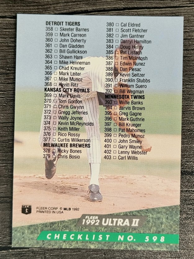 1992 Ultra #598 Checklist 301-400