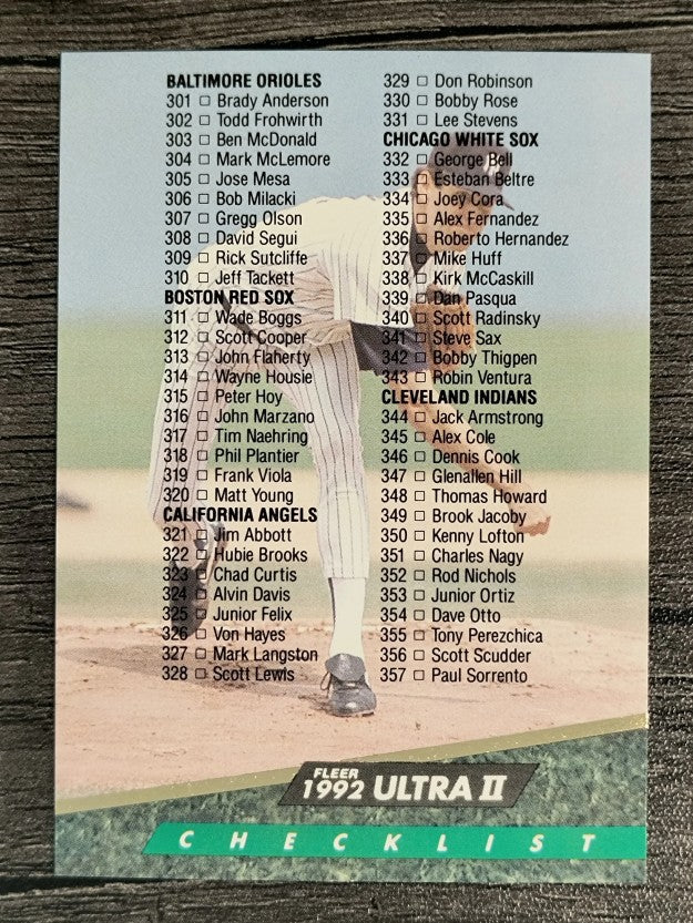 1992 Ultra #598 Checklist 301-400
