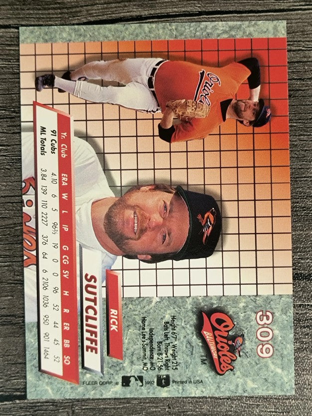1992 Ultra #309 Rick Sutcliffe