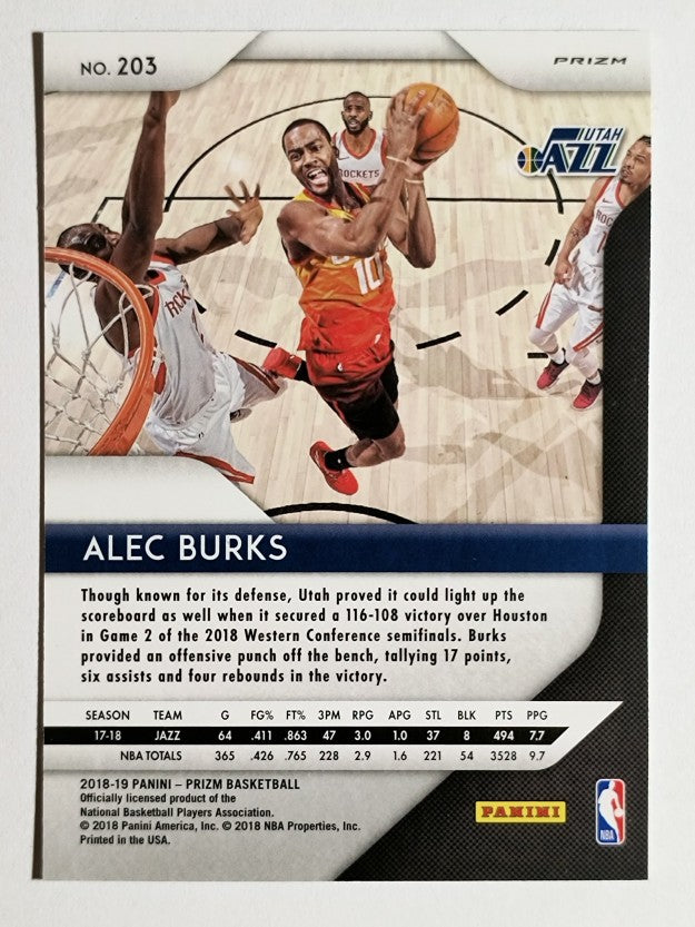 2018-19 Panini Prizm Prizms Red White and Blue #203 Alec Burks