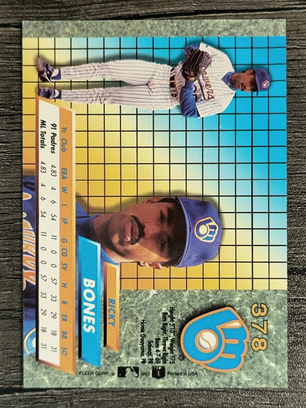 1992 Ultra #378 Ricky Bones