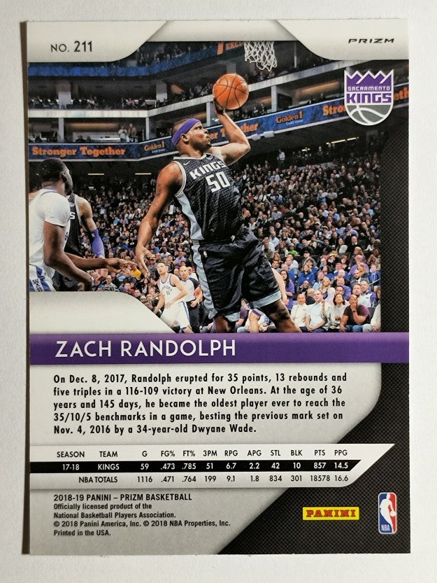2018-19 Panini Prizm Prizms Red White and Blue #211 Zach Randolph