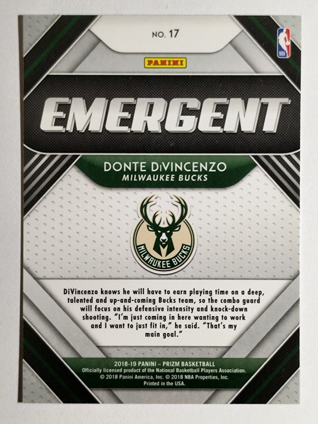 2018-19 Panini Prizm Emergent #17 Donte DiVincenzo