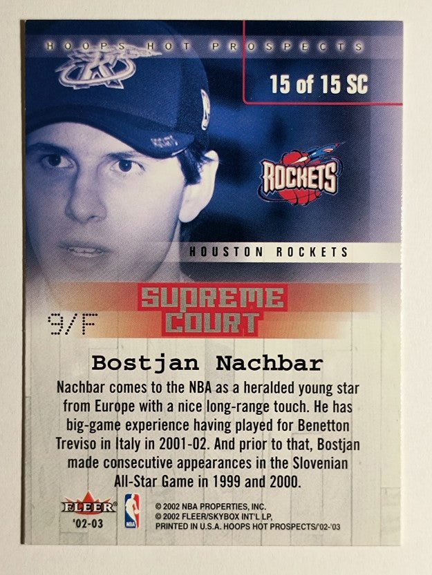 2002-03 Hoops Hot Prospects Supreme Court #15 Bostjan Nachbar